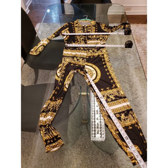 Fashion Nova Jumpsuit Womens XL Black Printed Twisted Elastic Waist Button Front - Picture 8 of 12